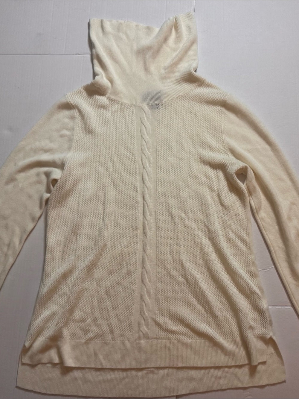 Dana Buchman Ivory Turtleneck Sweater with Center Cable